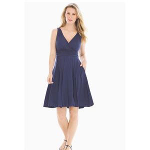 Boden Lola jersey knit mock wrap dress Blue sleeveless Sz 4